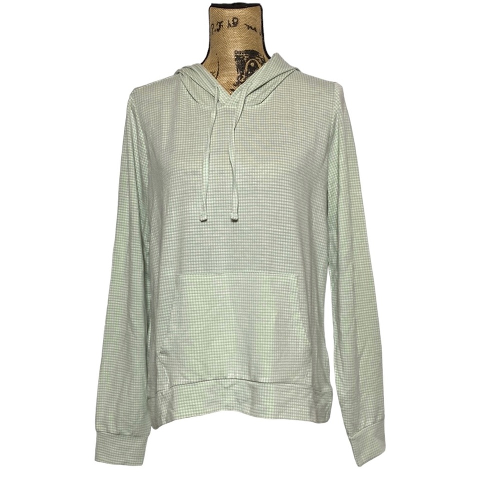 NWT Weatherproof Green Checkered Hooded Long Sleeve Shirt M